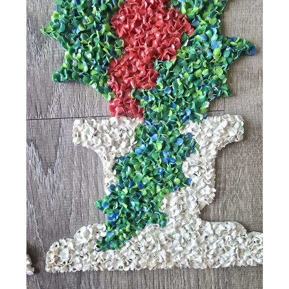 Vintage Mid Century Melted Plastic Popcorn Christmas Candle Pair 23" - Picture 7 of 10